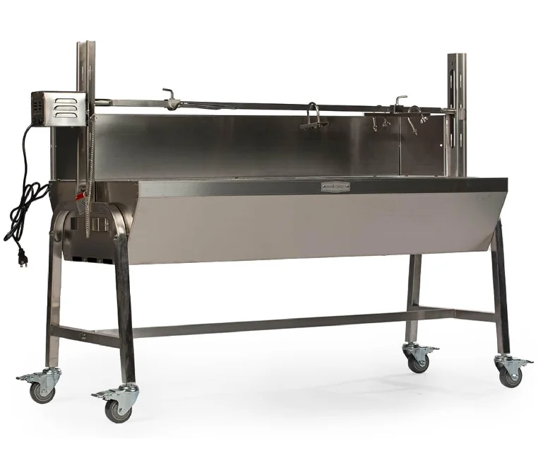 Outdoor Large Stainless Steel Hog Lamb Charcoal Barbeque BBQ Rotisserie Spit Roaster Adjustable Height Steel Grill