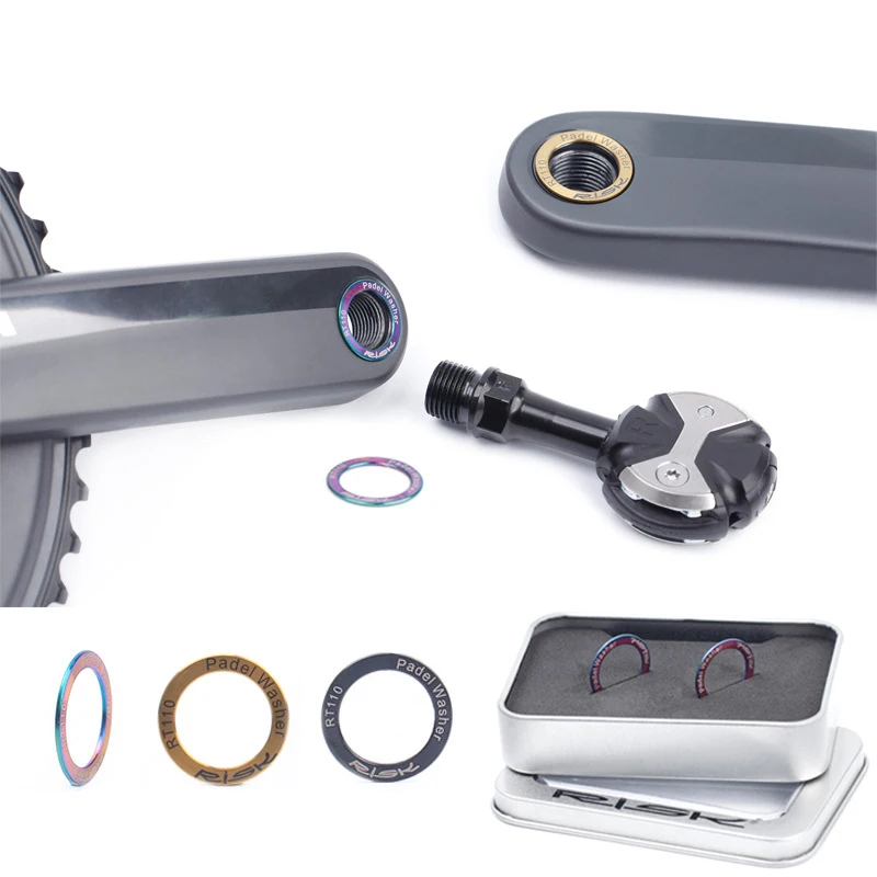 RISK One Pair Bicycle Pedal Washer Mountain Road Bike Titanium Alloy Crank Arm Replacement Spacer O Ring Lightweight durable
