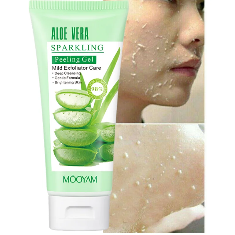 Natural Aloe Vera Sparkling Peeling Gel Face Washing Exfoliating Blackhead Remove Deep Skin Care 100g MOOYAM Facial Peeling Gel