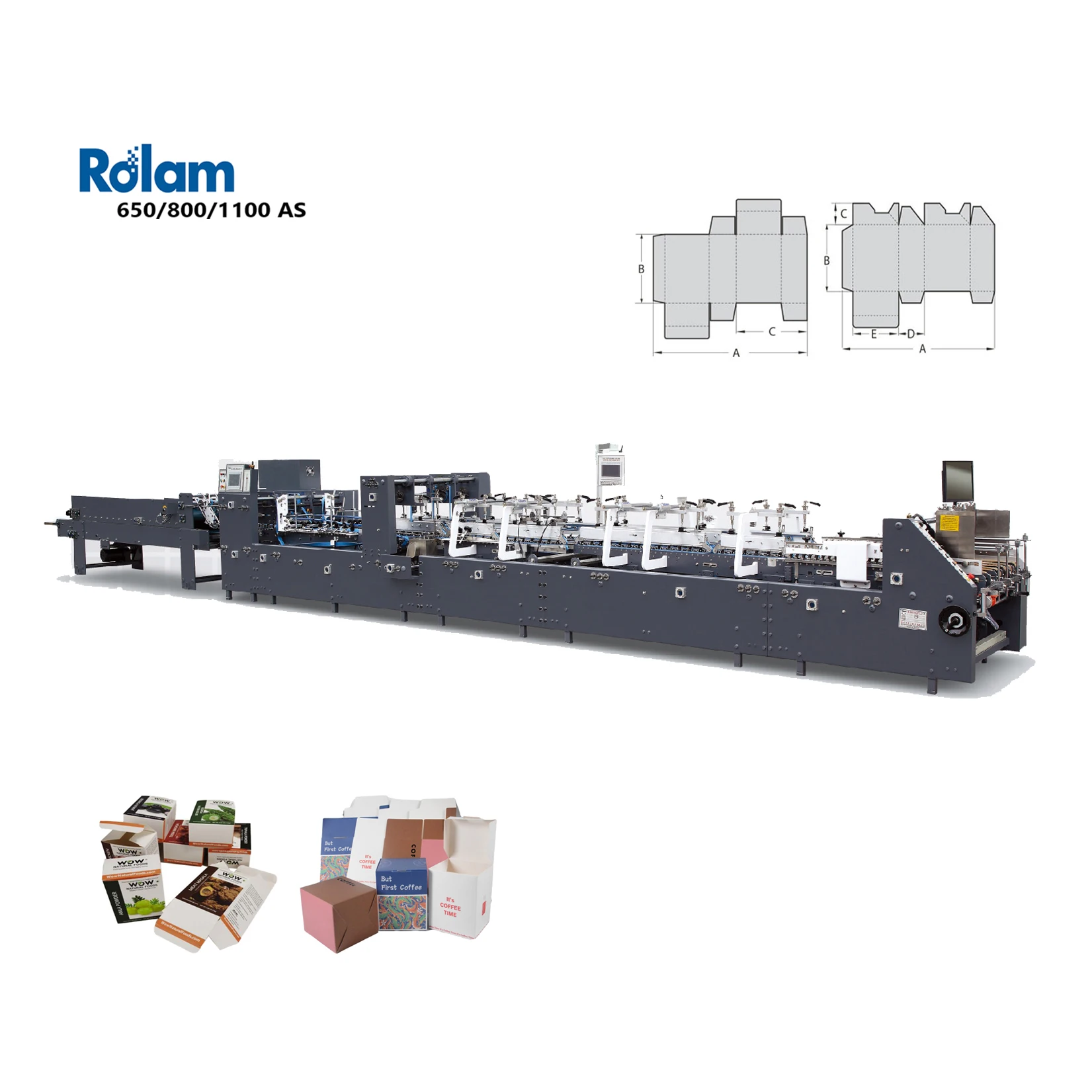 300m/min AS800 Three Points Straight Line Paper Box Folder Gluer Folding Carton 135 Degree Folder Gluer