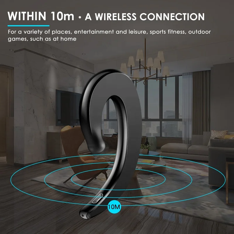 2021 BT 4.2 Stereo single anti slip ear hook Bt Earphone Headset Wireless Headphones earphones with Microphone