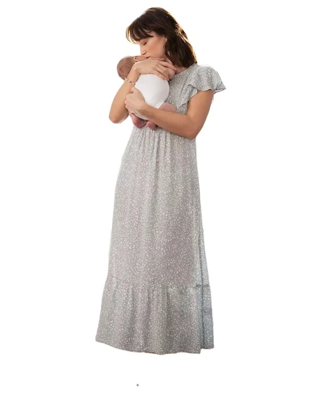 Fashion print Nursing pregnant breastfeeding mothers summer women dresses