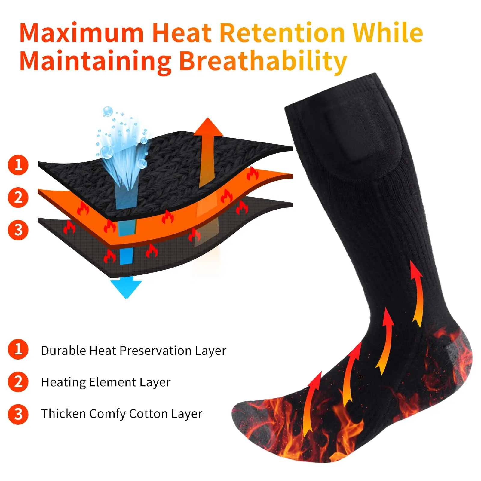 Factory wholesale rechargeable electrical thermal warm winter socks heated socks for men women
