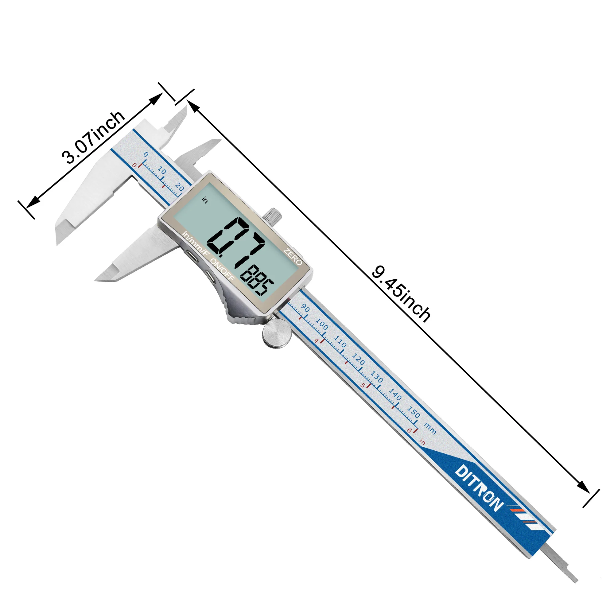 Professional Manual large LCD screen digital vernier caliper Precision Measure Metal 150mm 6 inch Steel digital vernier caliper