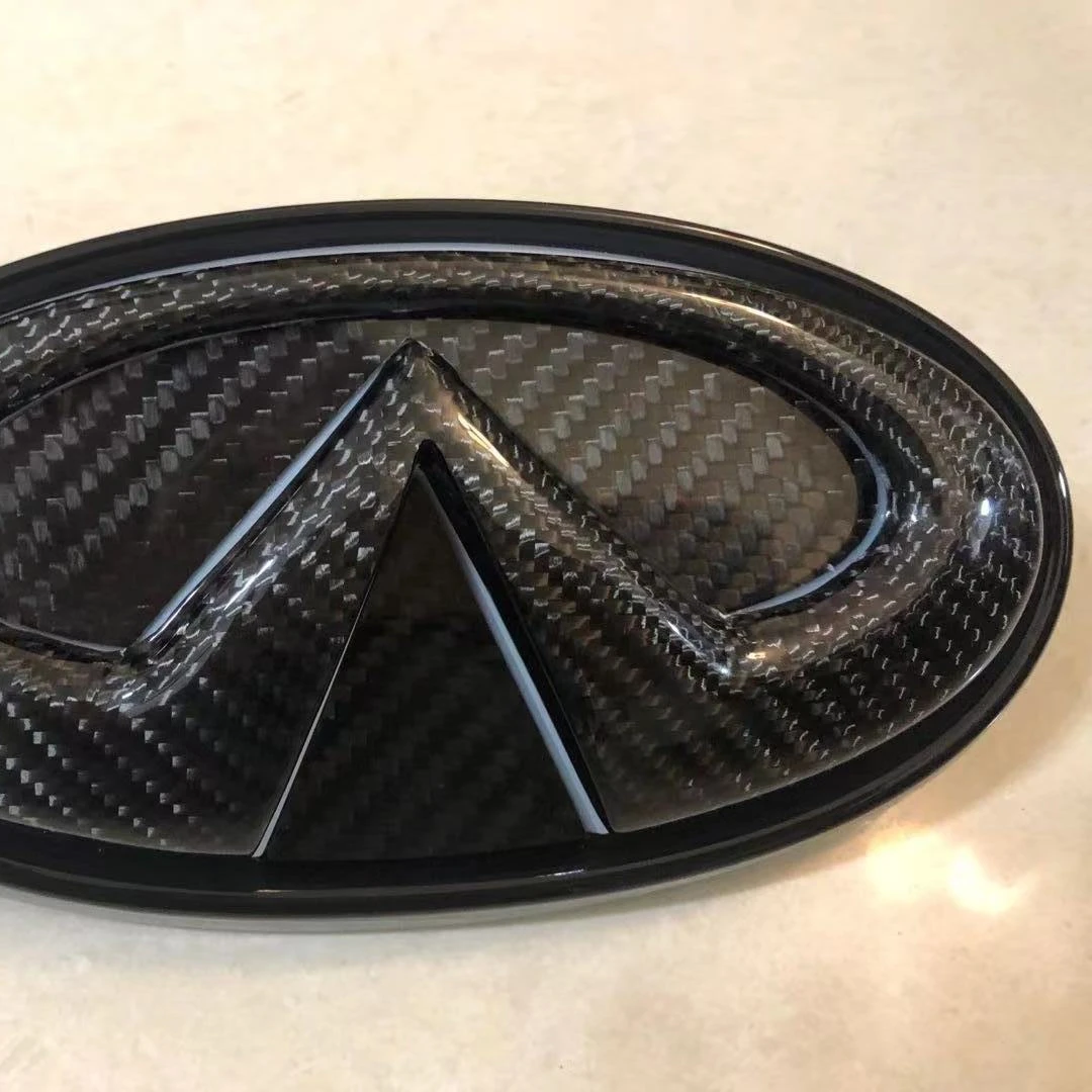 Silver & Black chromed led car front grille badge led logo light carbon fiber for Infiniti q50 led emblem