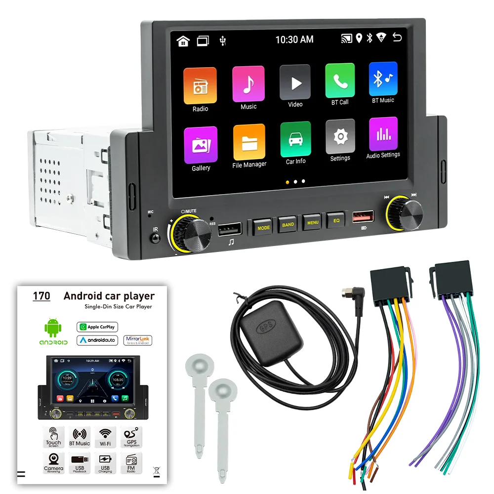 1Din F170  Car Radio CarPlay Android Auto Stereo Multimedia 6.2 Player  Mirror Link For Toyota Nissan Renault Head Unit