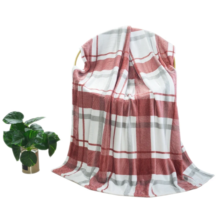 High Quality Throw Blanket Wholesale Plaid Coral Polar Flannel Fleece Bed Blankets