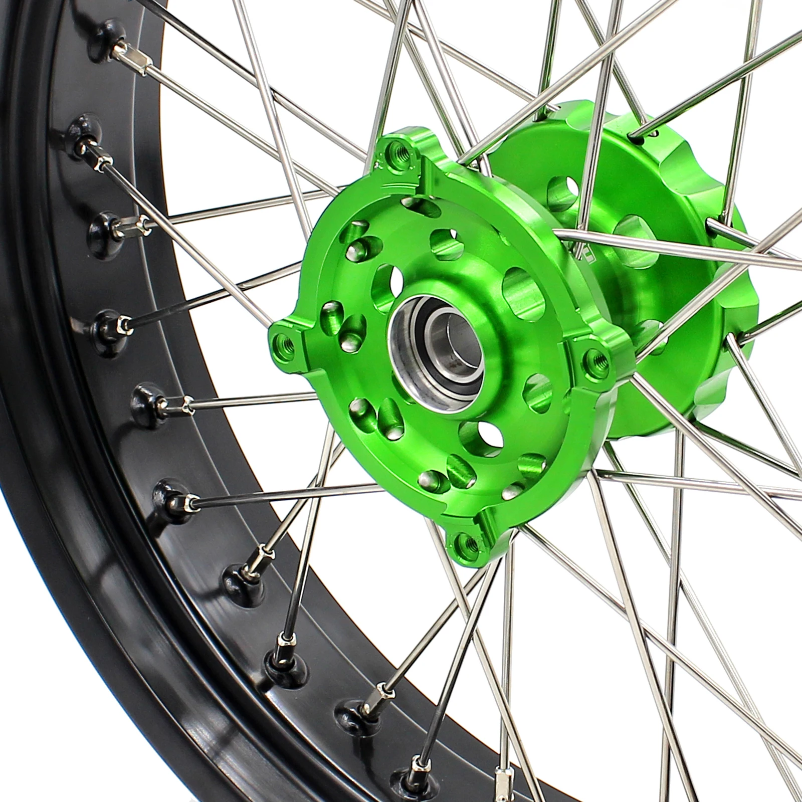  Колеса для мотоцикла KKE 3 5/5 0 совместимые с KAWASAKI KX250F KX450F 2006-2018 KX125 KX250 зеленая ступица черный