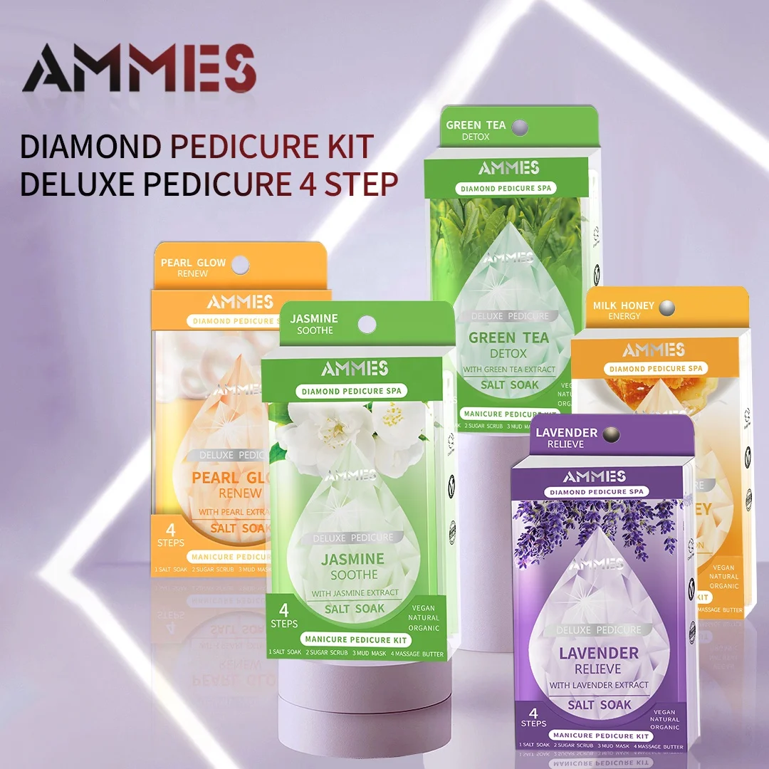 Pedicure Spa AMMES Diamond Deluxe Pedicure Kit 4 Step In A Box Detox 4 In 1 Pedicure Set  Aroma Foot Spa Treatment