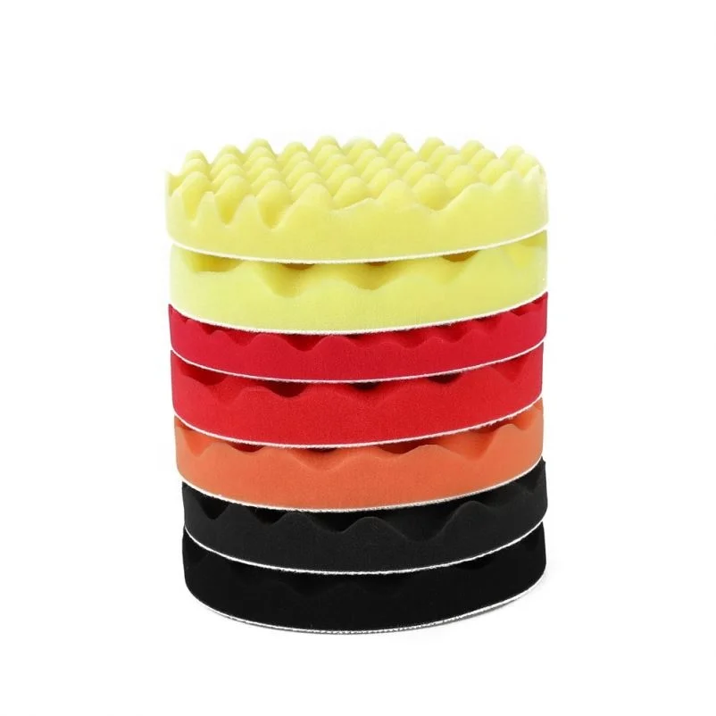 7'  Black Waffle Foam Buffing Pad Black Sponge Wheel  Hook & Loop Foam Pad  fits 7' Backing Plate for Auto Detailing Waxing
