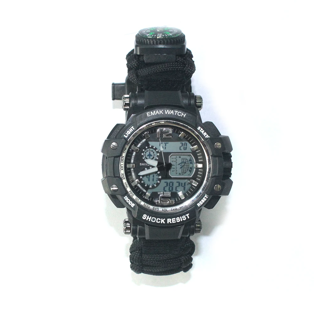 Sport Equipment Camping Custom Logo Cheap Hiking Equipment Watch 2020 New Products Multifunction Survival Watches, Outdoor Black