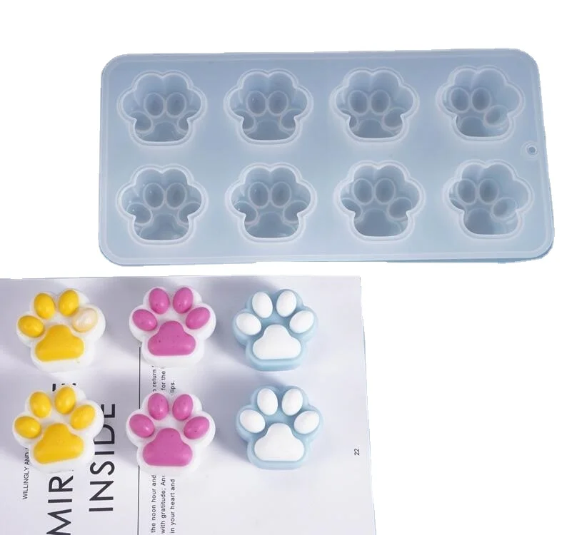Wholesale Cat claw silicone mold handmade soap DIY candle jelly pudding cake multifunctional mold silicone chocolate mold