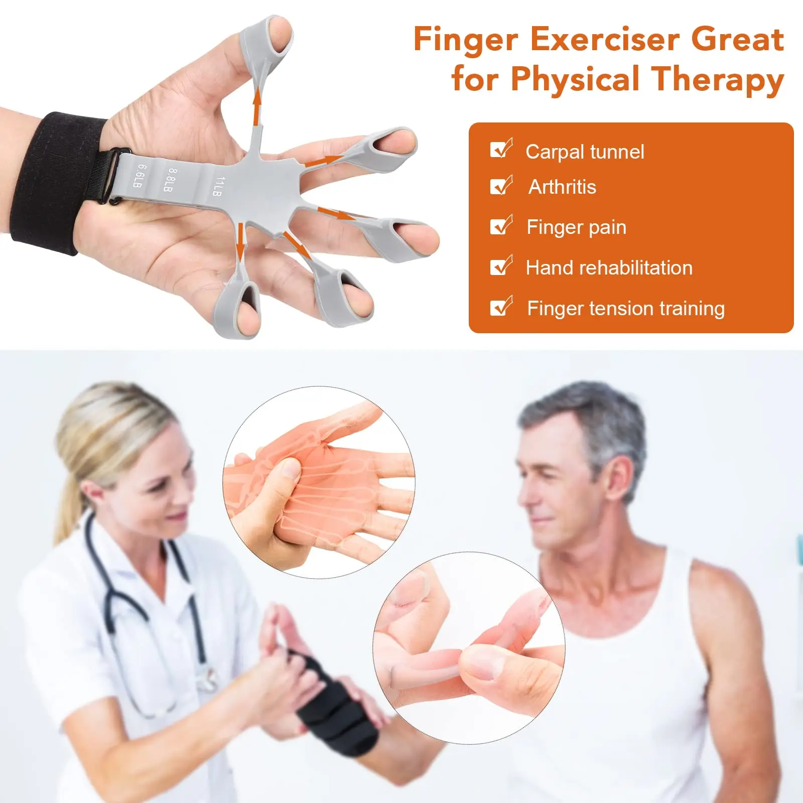 Silicone Workout Hand Grip Exerciser Hand Therapy Exerciser Finger Resistance Bands Strengthener