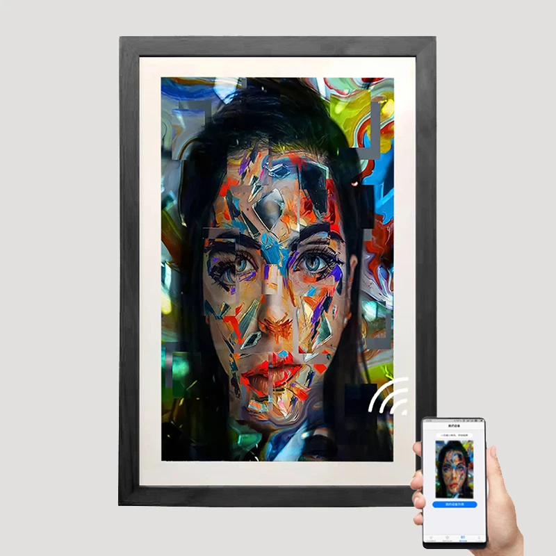 Custom OEM 21.5 22 32 33 43 55 inch video digital Photo frame NFT wall wooden art digital photo frame