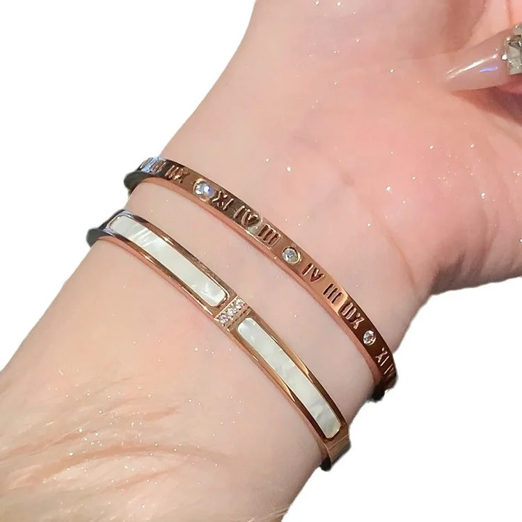 Wholesale Fashion Jewelry Real Gold Electroplated Zircon Stainless Steel Bracelet for Women