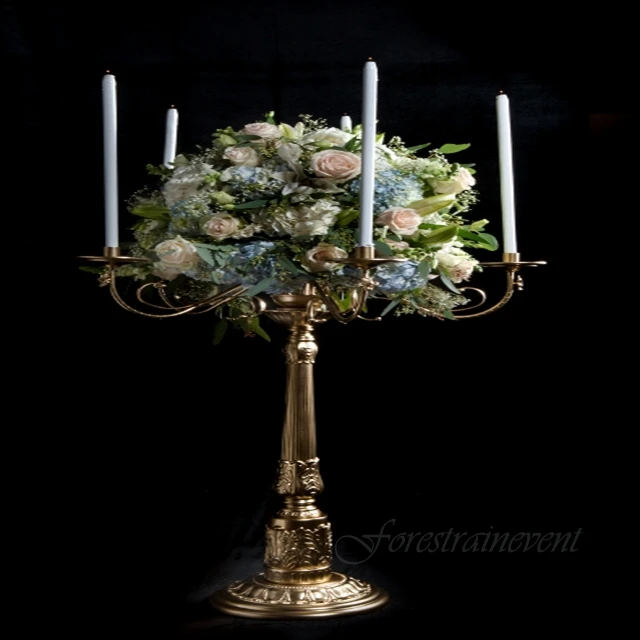 Wedding Decoration Centerpieces Flower Stand Tabletop Decoration Gold Centrepiece Metal Candelabras Gold Pillar Candle Holders