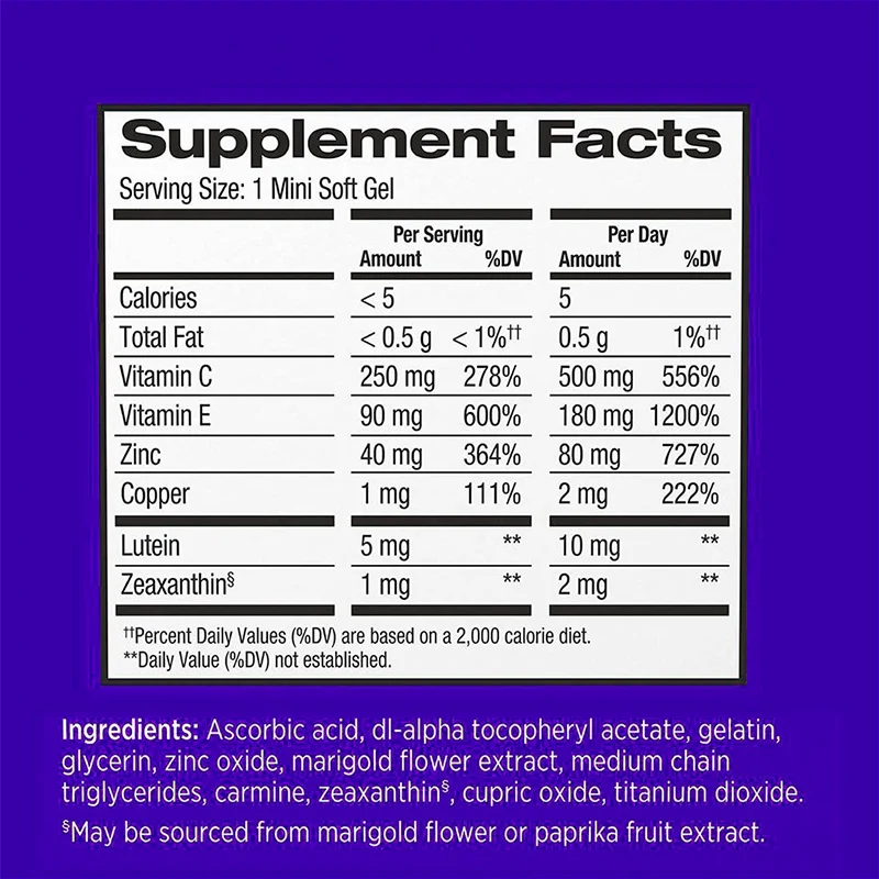 Lutein with Zeaxanthin Vitamin C Tablets Vitamins for Adults Eye Care Healthcare Supplement