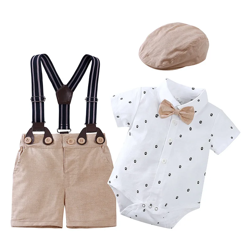 Ring Bearer Boy Baby Clothes with Hat 3 6 9 12 18 24 Months Toddlers Children Formal Clothes Summer Kids Wedding Clothing Sets