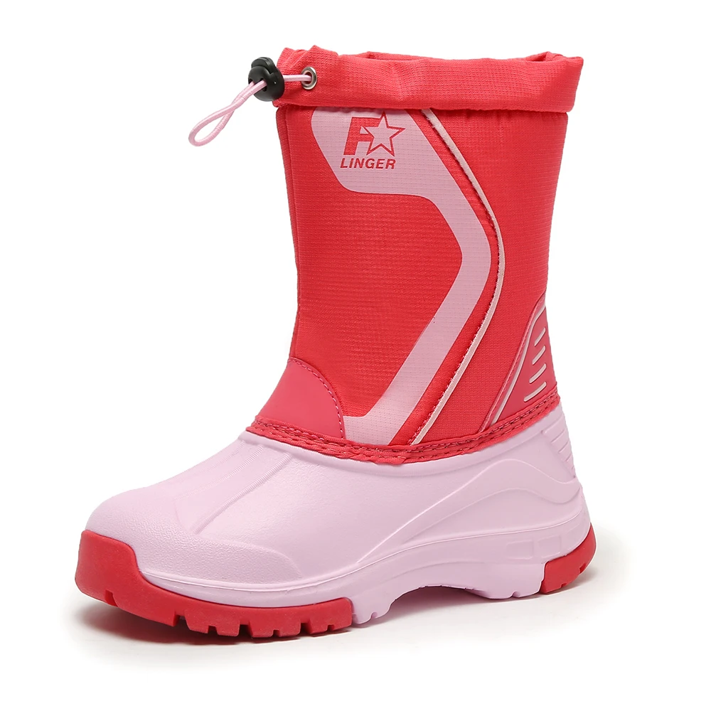 Для мальчиков и девочек; Зимние сапоги из водонепроницаемого материала; Нескользящая теплая зимняя обувь