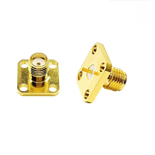 Gold Plated Brass Coaxial connector Standard SMA Jack Straight Solder Type for PCB mount Tab Terminal