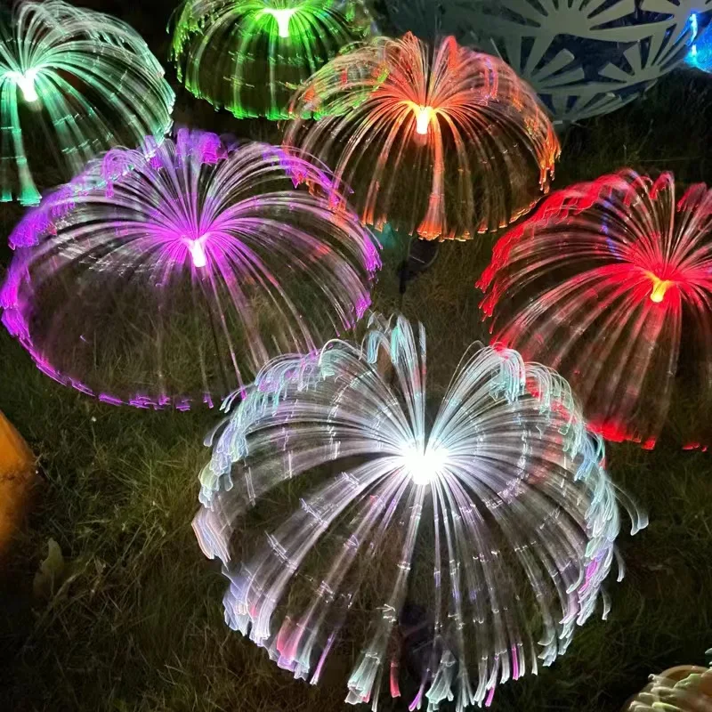 Outdoor Waterproof Jellyfish Decorative 7 Color beautiful artifical solar flower light for garden