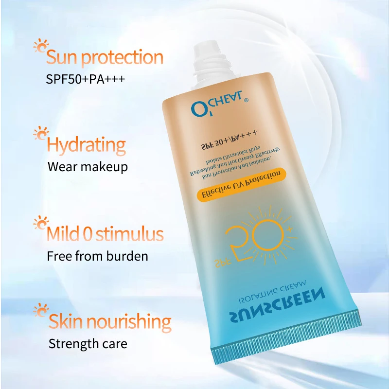 Private Label Korean Sunscreen Lotion Cream Long-Lasting UV Protection 50g Waterproof Facial Sunblock with SPF 50