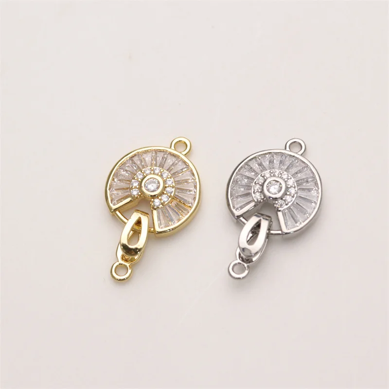 New Design Jewelry Accessories 18K Gold Silver Plated CZ Pave  Round Connectors Bracelet Clasps