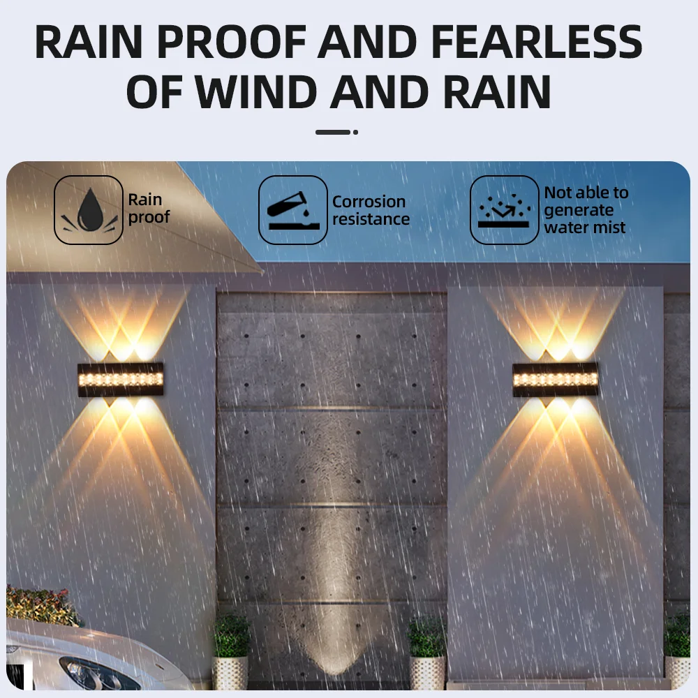 Outdoor LED Wall Lamp Waterproof IP65 AC85-265V 10W/8W/6W  Up and Down Lighting LED Wall Light Modern Ambiance for Home Office