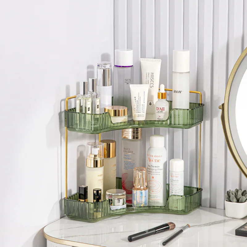Light luxury 2-Tier storage rack Corner Shelf Organizer Cosmetics Bathroom jewelry desktop Storage
