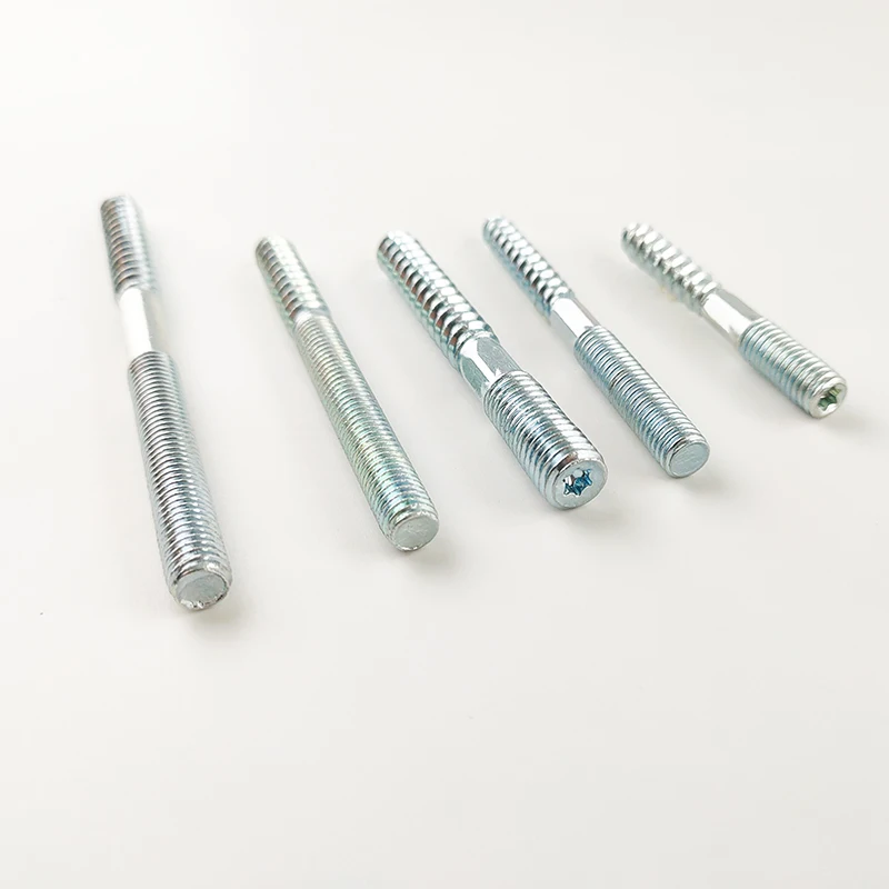 M8 M10 carbon steel dacromet zinc plated double end machine wood screw hanger bolt with hex