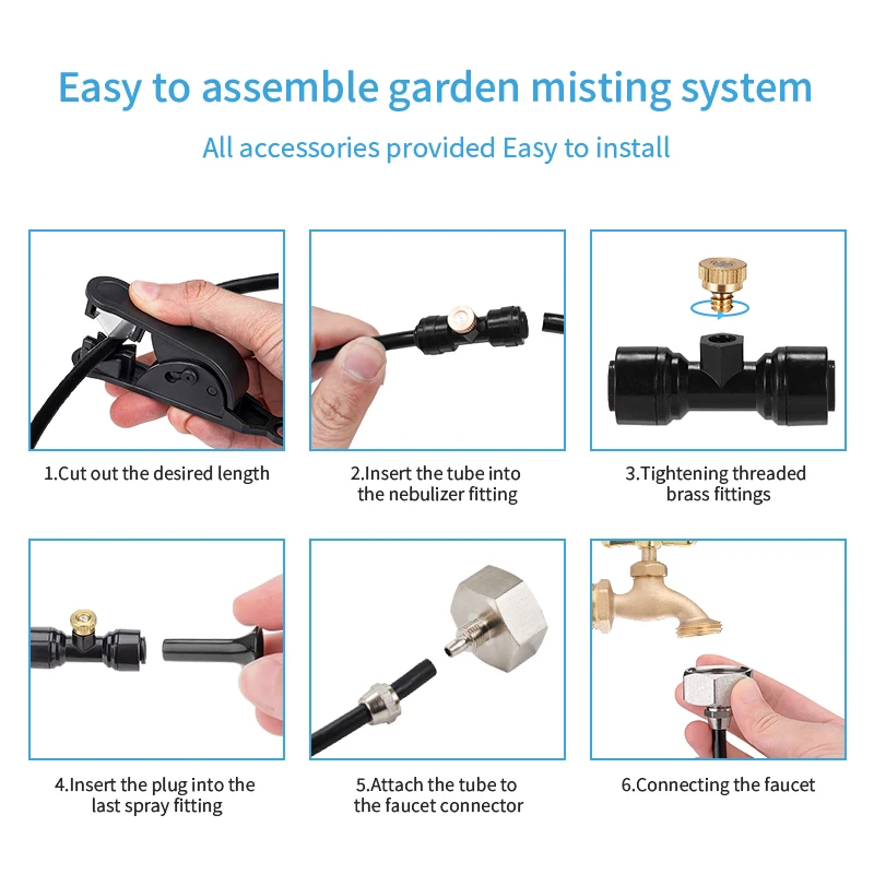 Filterwell Outdoor Water Misting Cooling System Portable For Patio Garden Trampoline Greenhouse Fan