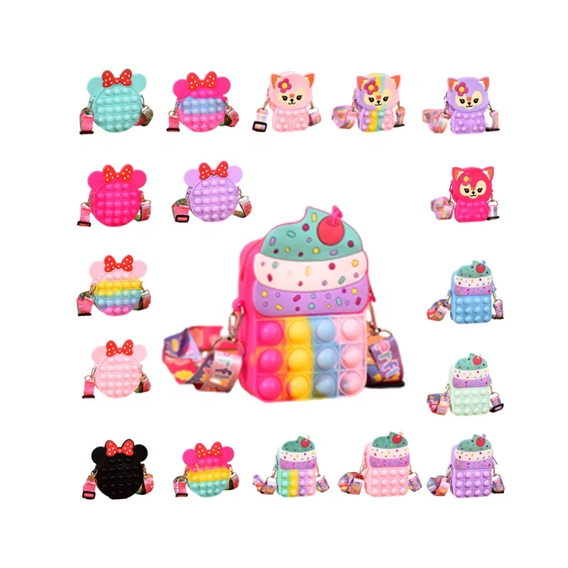 Professional Factory Pop It Bags Sensory Silicone Bubble Stress Relief Rainbow Fidget Toy Pop It Bags