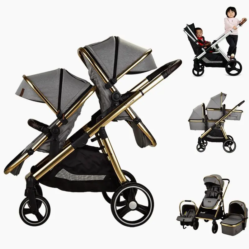Top Quality Baby Stroller 3 In 1 Custom Style Twins Baby Pram Factory Supplied Mama Pushchair