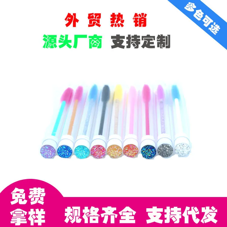 New crystal rod eyelash comb with drill tube set diamond transparent independent eyelash brush
