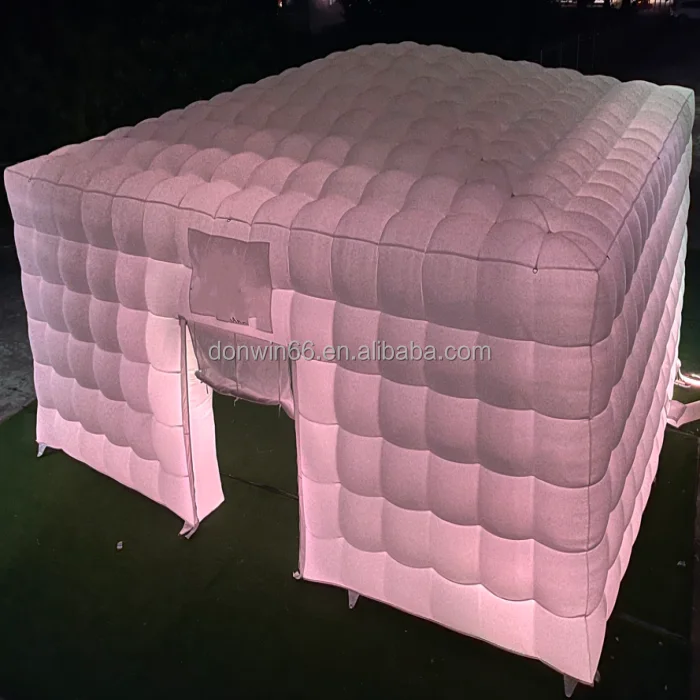 Commercial Adult Black Tube Party Tent LED Light DJ Inflatable Night Club Inflatable Photo Booth For Party Event And Rental