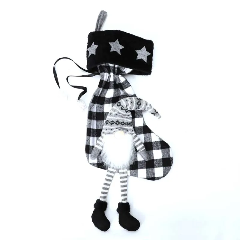 Hot Sales Fireplace Hanging Christmas Stocking In Bulk Promotional Hidden Face Xmas Gift Bag