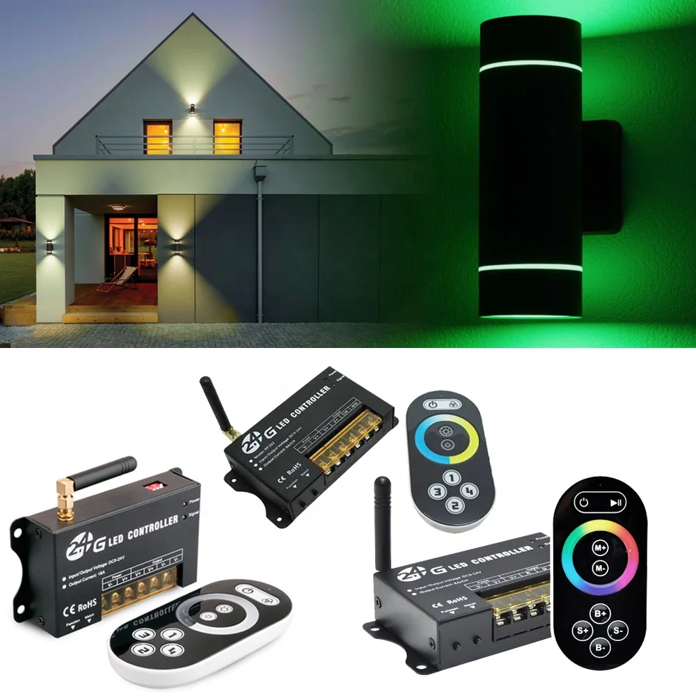 RGBCW вверх и вниз LED настенный светильник RF 2 4G пульт дистанционного управления мульти-функциональное 1 канал диммер Открытый водонепроницаемый IP65 20 Вт свет