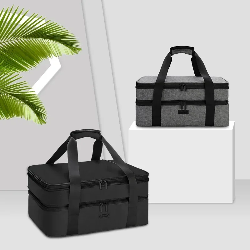 Outdoor Picnic Hot Food Thermal Insulated Cooler Travel Carry Bag Casserole Carrier for Trip Birthday Party Christmas Day