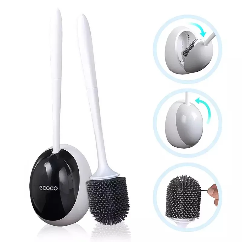TPR Silicone Toilet Brush No Dead Corners Drainable Lavatory Brush Wall-Mounted Cleaning Tools WC Accessories bathroom