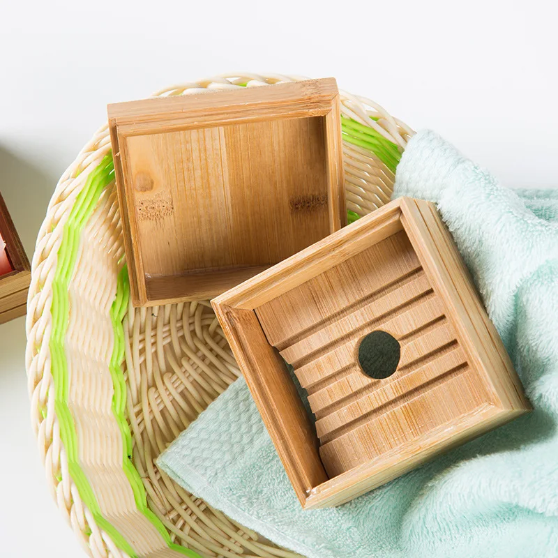 Bamboo Soap Dish Natural Wood Soap Box with Lid Bar Soap Tray Holder Storage Rack Container