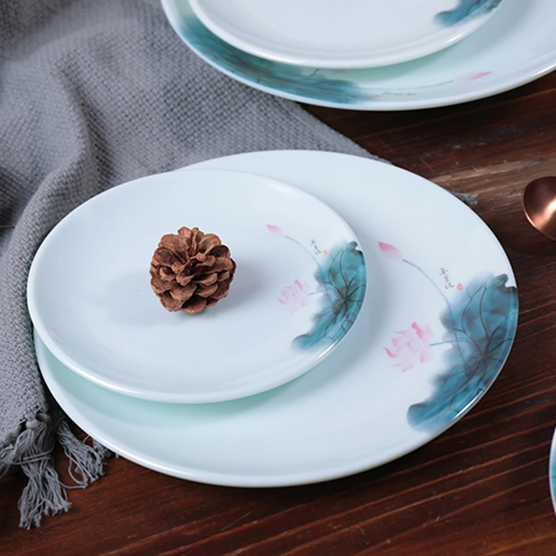  Wholesale Chinese Plastic Melamine Dinnerware Dinner Plate Sets Plated Tableware Lotus
