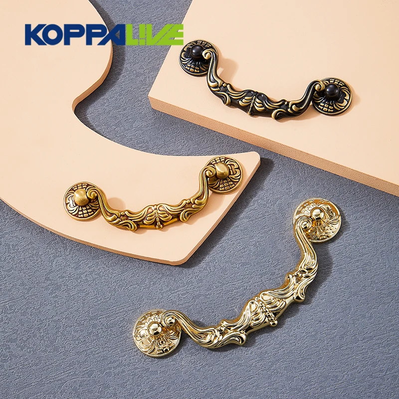 Koppalive Antique Victorian Style Bail Drop Drawer Pulls Brass Cabinet Decorative Dresser Handles