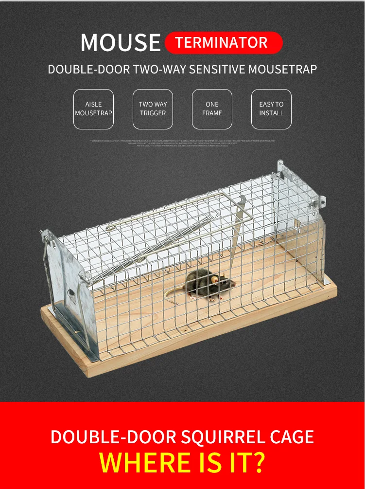 Hot Product Large And Small Two Entry Wooden Metal Different Sizes Mouse Trap Cage For Sale