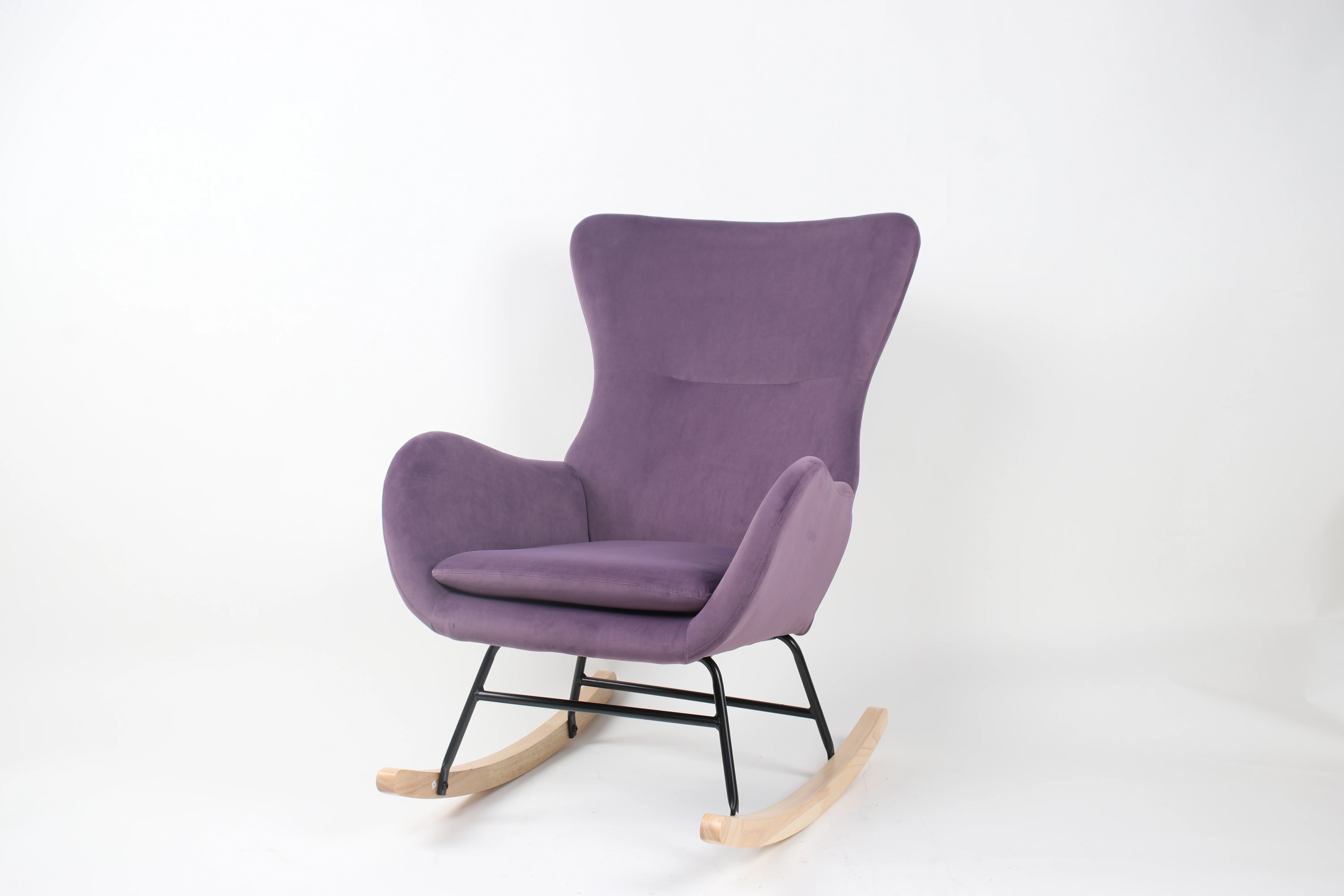 Soft Big Size Leisure Fabric Seat Living Room Relaxing Adult wooden leg Rocking Sofa Chair