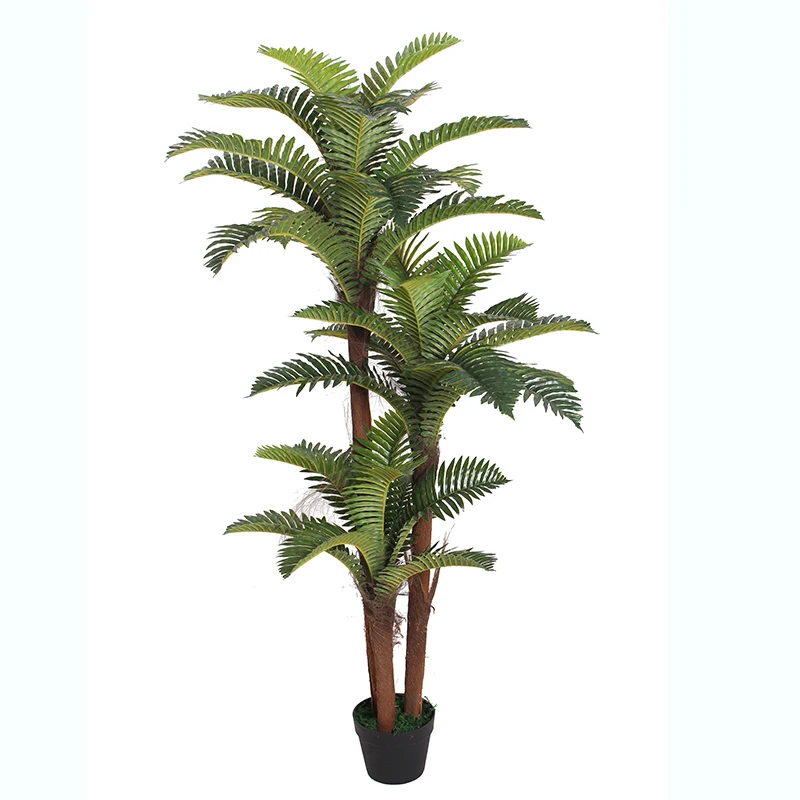 Near Natural Artificial Palm Tree Greenery Dry Tree Plants Fern Bonsai with Plastic Pot for Sale