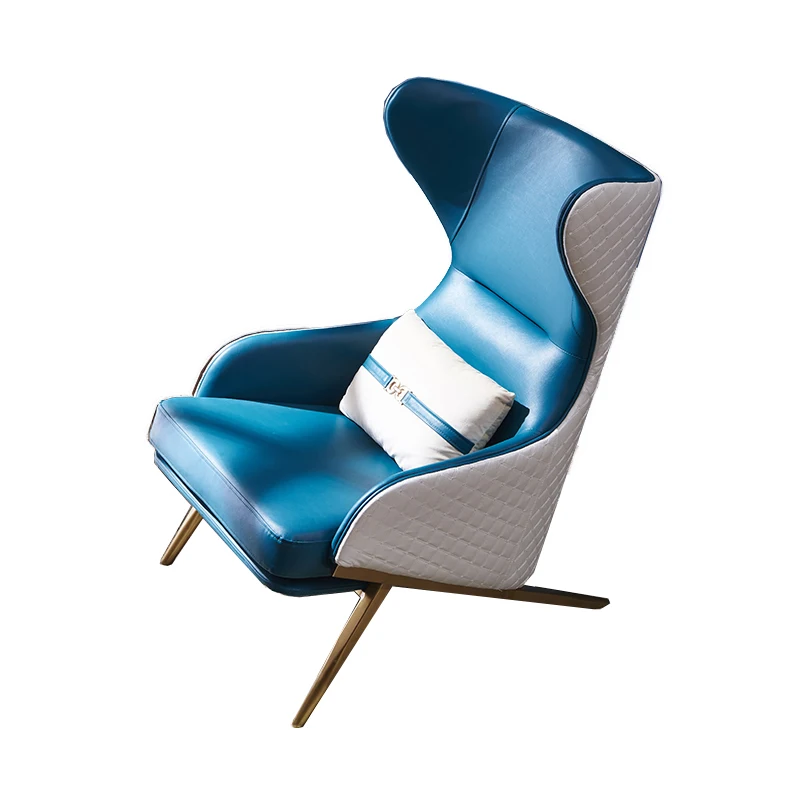 
Luxury Italian modern simple creative classic villa bar mall hall office Nordic living room Leather Recliner Mental single sofa 