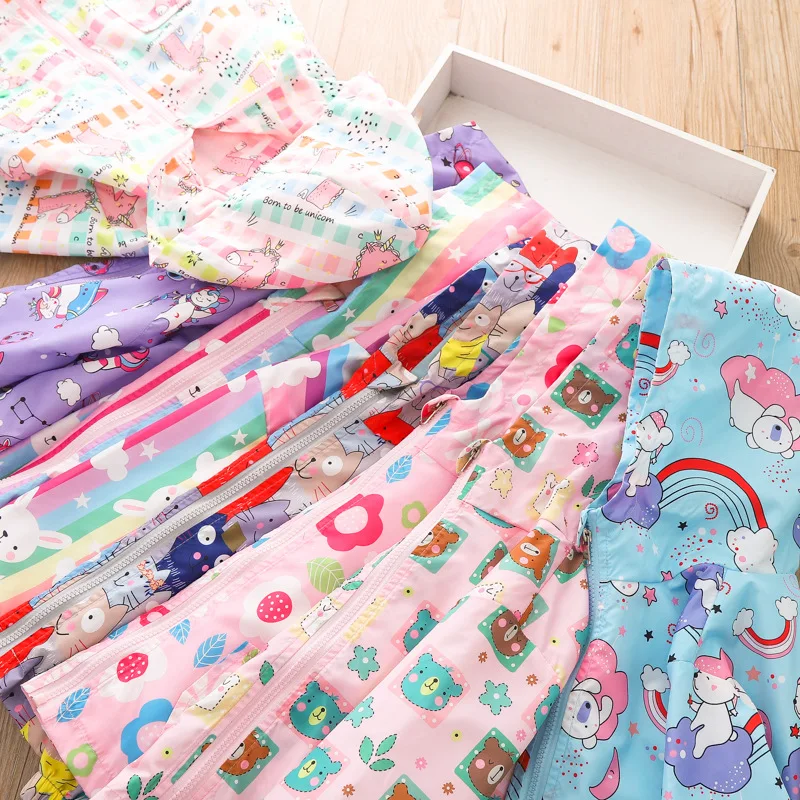 Dropshipping Spring Autumn Coat 2023 New Girls Graffiti Rush Baby Casual Thin Velvet Zipper Jacket