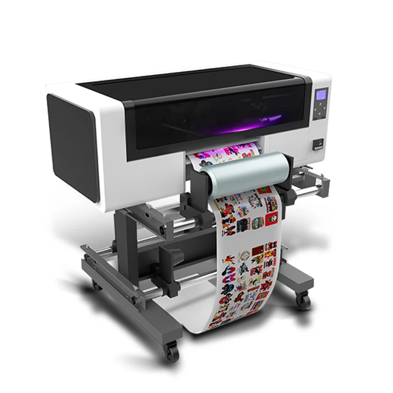 A3 All-in-One UV DTF Desktop Sticker Inkjet Printer with Laminator Prowith Dual XP600 Heads for Roll-to-Roll