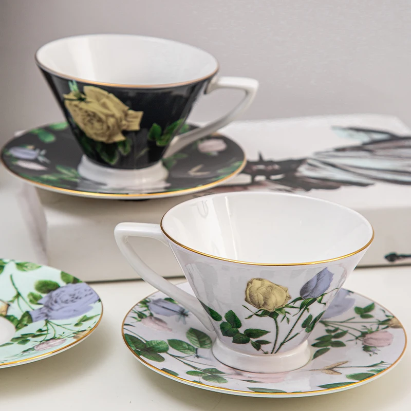 Rosie Lee Botanic Fine Bone China Large Capacity Afternoon Tea Cup And Saucer