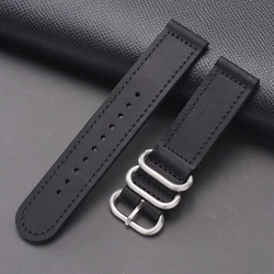 EACHE Luxury 20mm 22mm 24mm Silver ZULU Buckle Crazy Horse Leather Strap Watch for Man